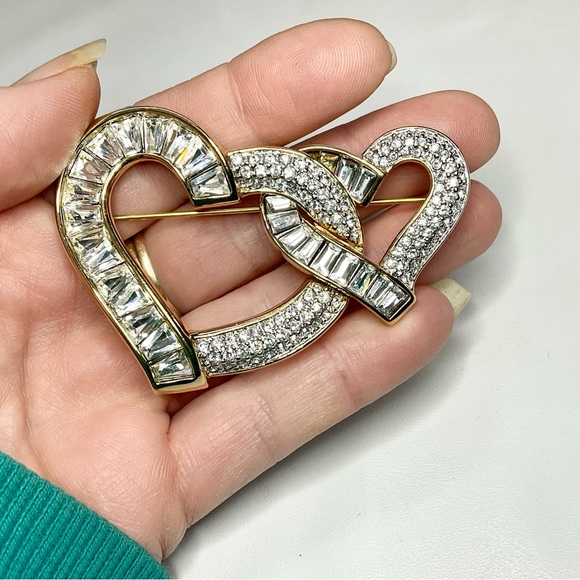 Vtg Swarovski Large Brooch Pave + Baguette Crystals Couture Piece - Picture 7 of 7